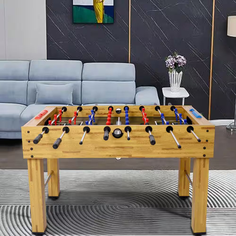 54 In. Hurricane Foosball Table for Family Game Rooms with Light Cherry Finish, Analog Scoring and Free Accessories