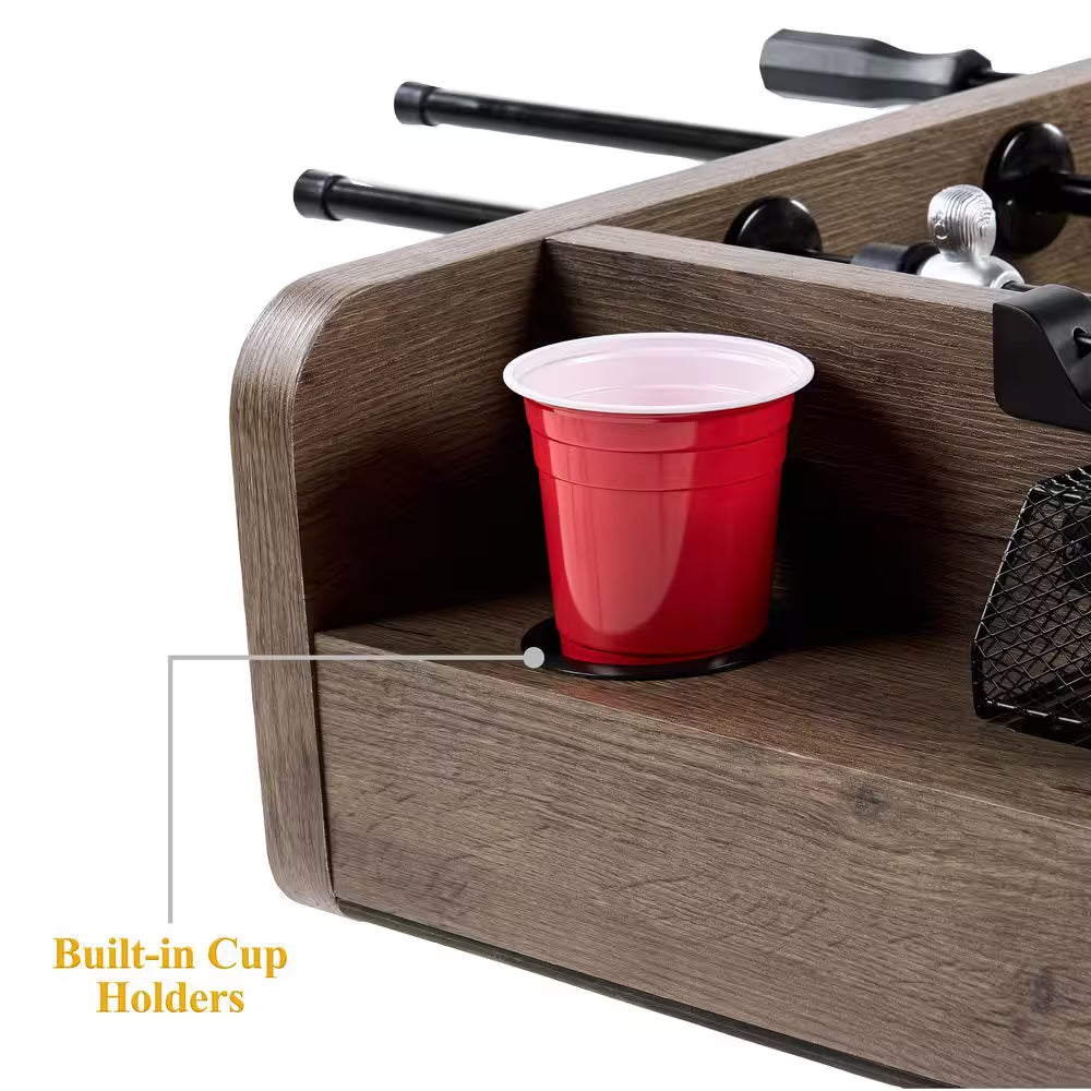 58 In. Coventry Foosball Table, Durable Metal Legs and Stylish Design with Tabletop Sports Soccer Balls