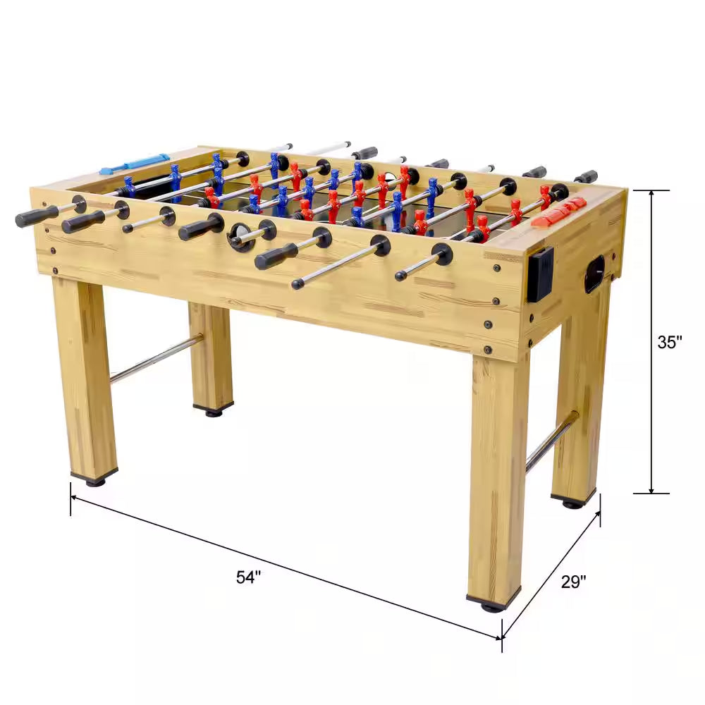 54 In. Hurricane Foosball Table for Family Game Rooms with Light Cherry Finish, Analog Scoring and Free Accessories